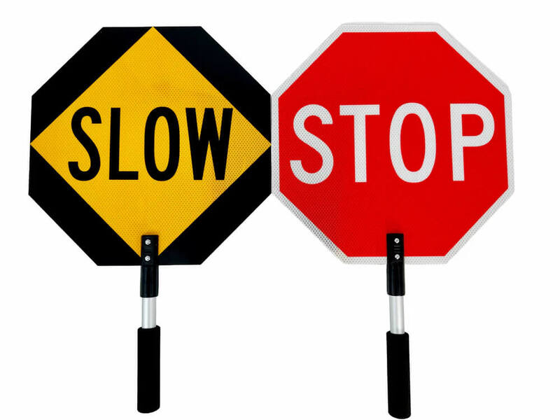 Sign - Double Sided Stop/Slow Diamond Grade Corrugated Plastic Paddle