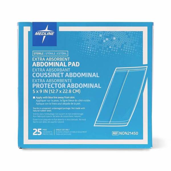 Medline Abdominal Pad Sterile - 5" x 9"