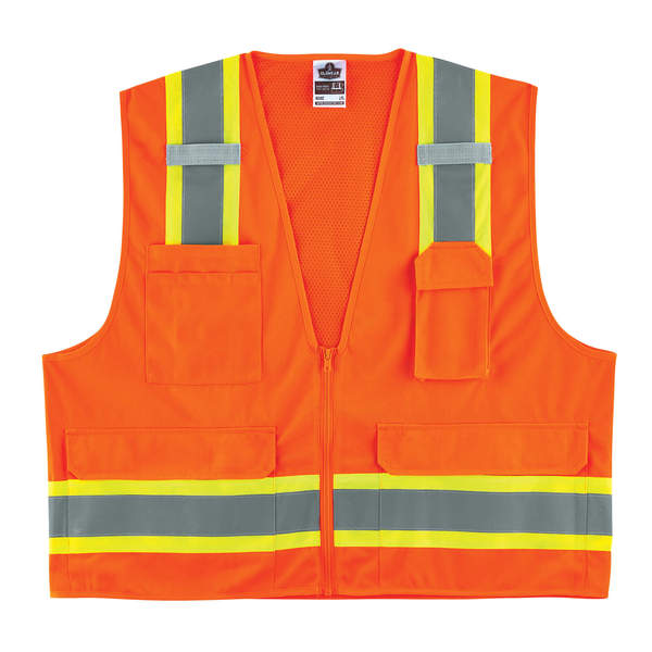 GloWear - 8248Z Two-Tone Surveyors Vest, High Visibility Orange