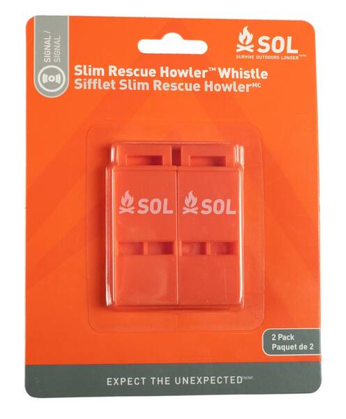 SOL Slim Rescue Howler Whistle - 2-Pack