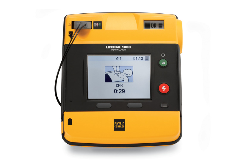 Physio Control LIFEPAK 1000 AED - Graphical Display Standard Setup With Case, Battery, & Electrodes
